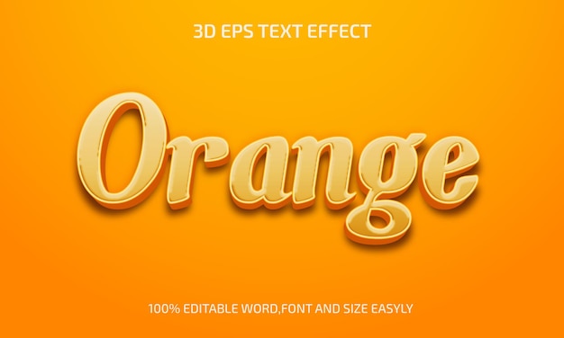 Estilo de efeito de texto editável 3d laranja