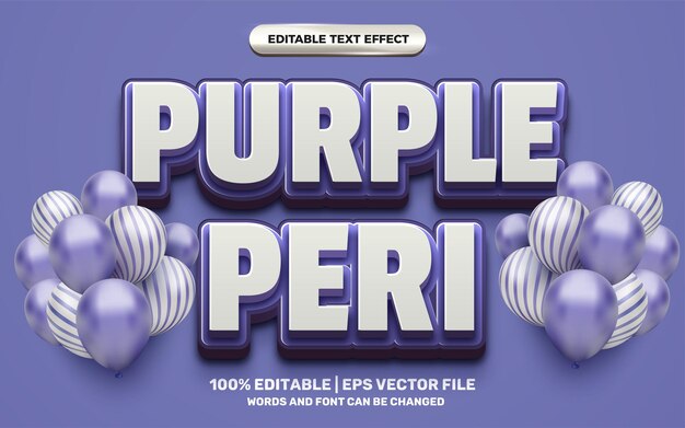 Estilo de efeito de texto editável 3d peri trend roxo