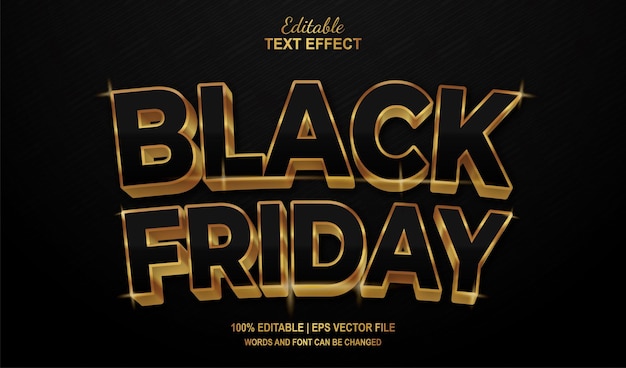 Estilo de efeito de texto editável Black Friday luxo Black Gold