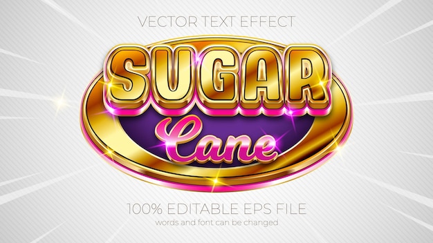 Estilo de efeito de texto editável de cana-de-açúcar efeito de texto editável eps