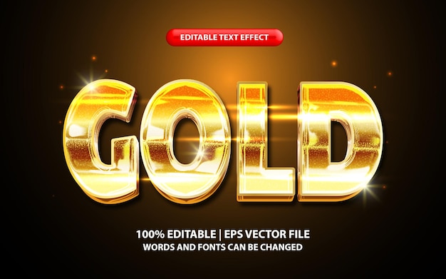Estilo de efeito de texto editável de metal dourado