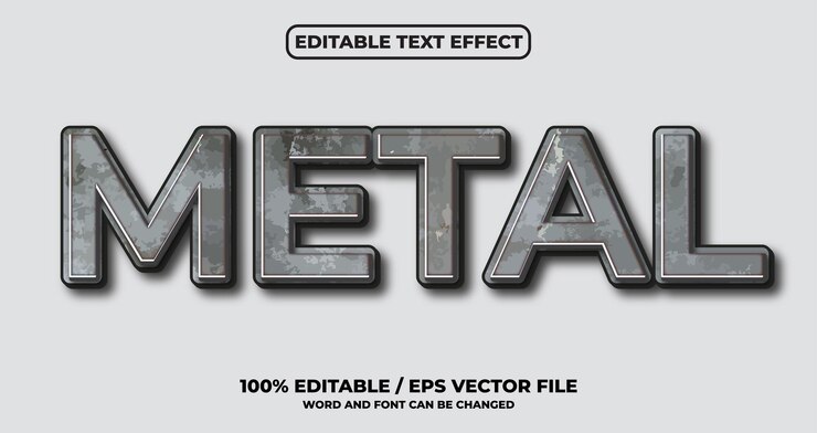Estilo de efeito de texto editável de metal