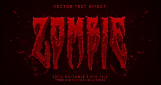 Estilo de efeito de texto editável de terror em texto zumbi