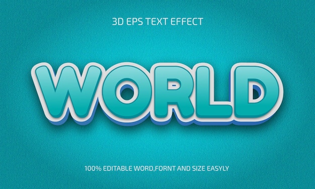 Estilo de efeito de texto editável do mundo 3d