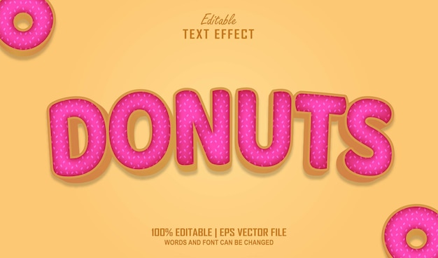 Estilo de efeito de texto editável donuts