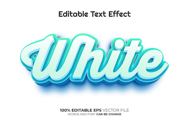 Estilo de efeito de texto editável em 3d de vetor branco