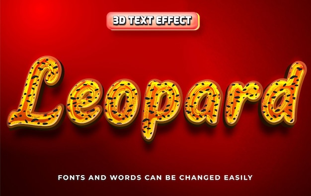 Vetor estilo de efeito de texto editável leopard 3d
