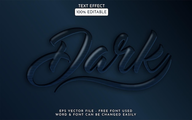 Estilo de efeito de texto escuro Vetor de efeito de texto editável