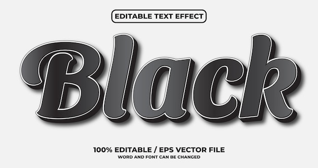 Vetor estilo de efeito de texto preto e branco