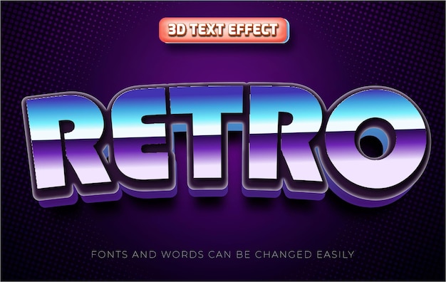 Estilo de efeito de texto retrô 3d editável