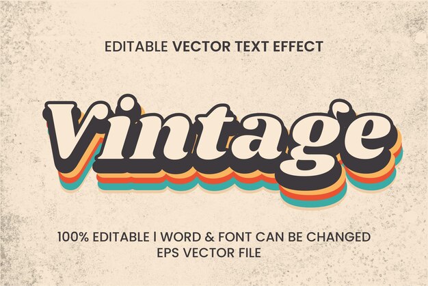 Estilo de efeito de texto vintage totalmente editável