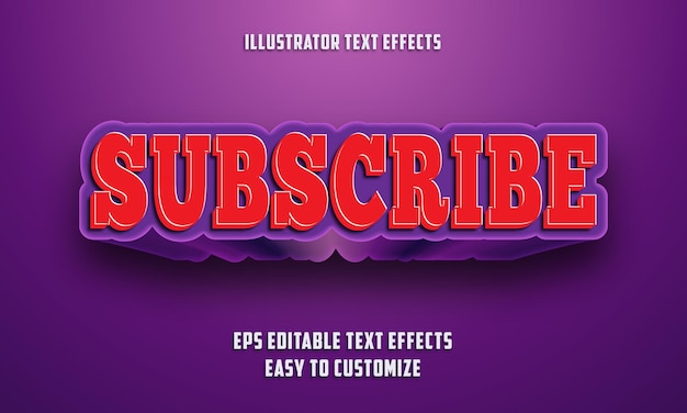 Estilo de efeitos de texto editáveis em vermelho e roxo 3d