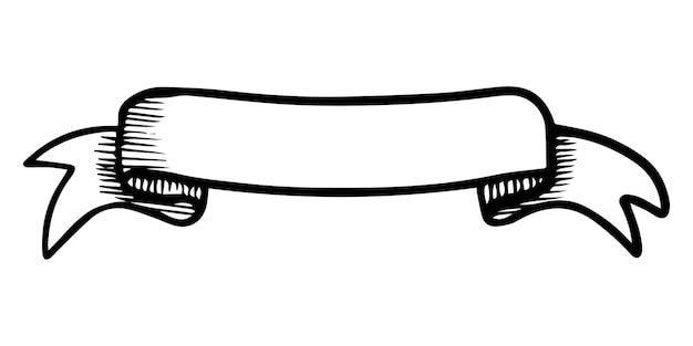 Estilo de esboço doodle da ilustração desenhada à mão da bandeira da fita para o projeto de conceito
