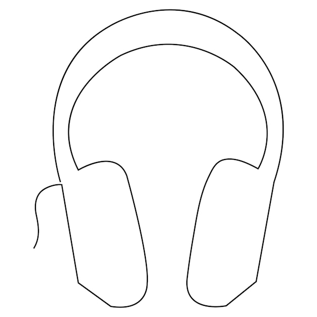 Vetor estilo de fones de ouvido contínuos em desenho de arte de linha única ilustração vetorial de contorno