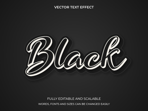 Estilo de fonte 3d preto de efeito de texto editável