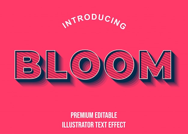 Estilo de fonte bloom - efeito de texto azul rosa 3d