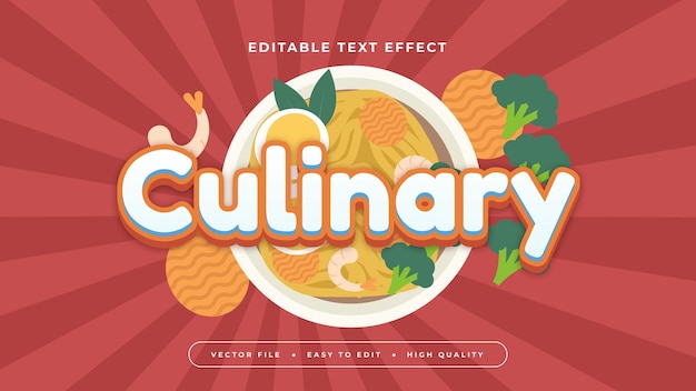 Estilo de fonte de efeito de texto colorido culinário 3D editável