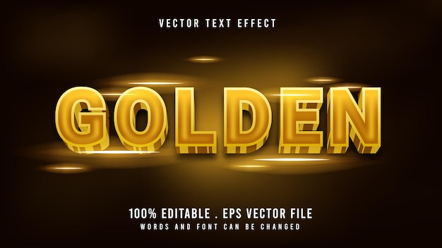 Vetor estilo de fonte de efeito de texto editável 3d dourado