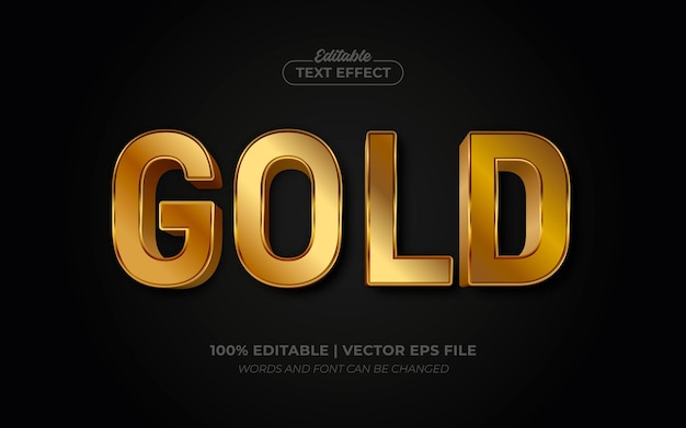 Estilo de fonte de efeito de texto editável elegante 3d de luxo dourado
