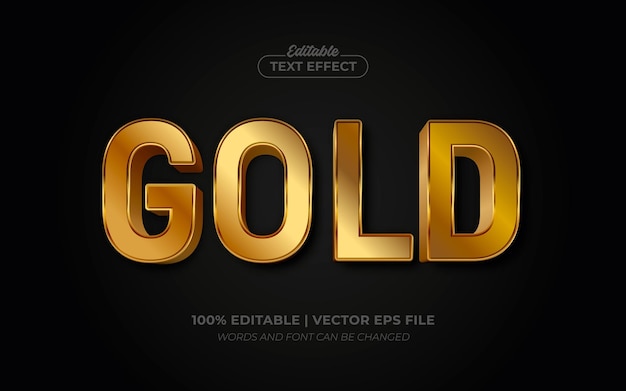 Vetor estilo de fonte de efeito de texto editável elegante 3d de luxo dourado