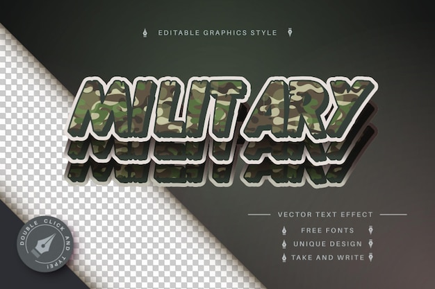 estilo de fonte de efeito de texto editável militar