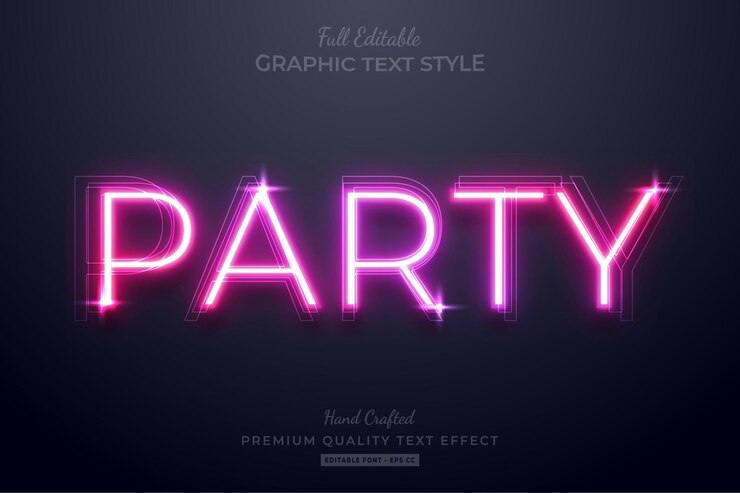 Estilo de fonte de efeito de texto editável Neon Pink Party
