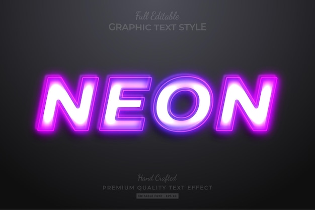 Estilo de fonte de efeito de texto editável roxo neon
