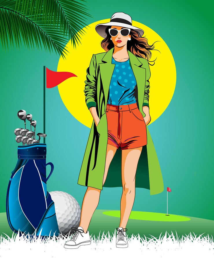 Vetor estilo de golfe feminino