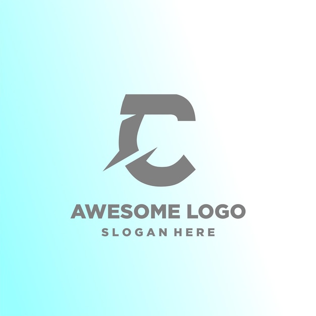 Estilo de gradiente de design de luxo minimalista de logotipo de carta
