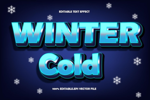 Estilo de gradiente de efeito de texto editável a frio de inverno 3d