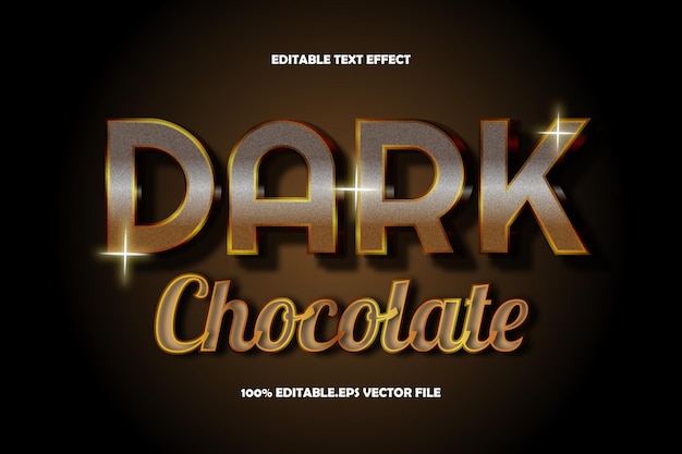 Estilo de gradiente de efeito de texto editável de chocolate escuro 3D