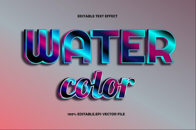 Estilo de gradiente de efeito de texto editável em cor d'água 3d