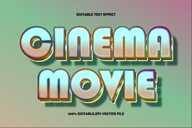 Estilo de gradiente de efeito de texto editável em filme de cinema 3D