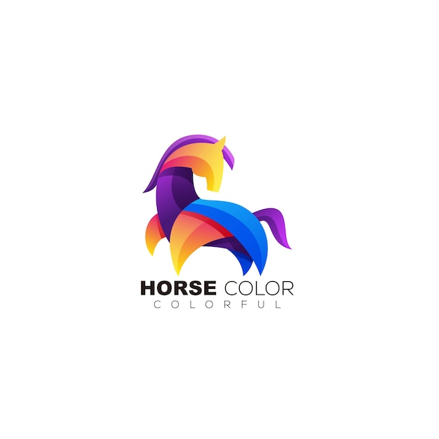 Estilo de gradiente de logotipo de design de cor de cavalo