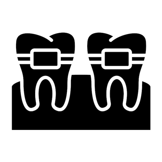 Vetor estilo de ícone de aparelhos dentários de design vetorial