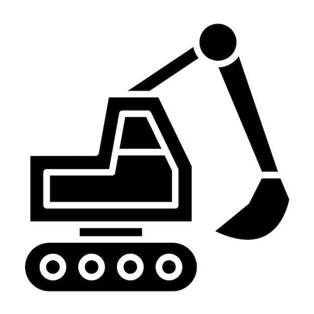 Vetor estilo de ícone de desenho vetorial de escavadeira