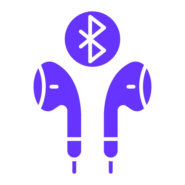 Vetor estilo de ícone de fones de ouvido bluetooth de design vetorial