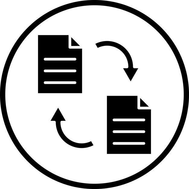 Estilo de ícone de transferência de dados de projeto vetorial