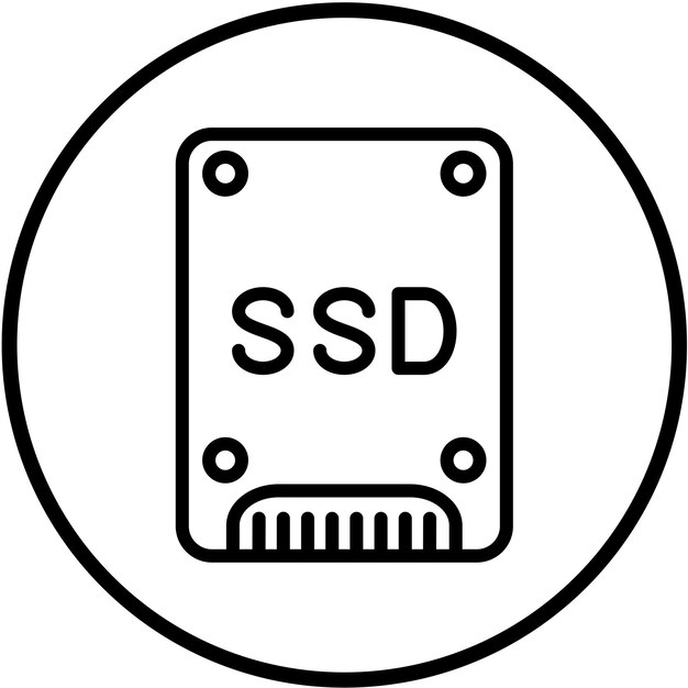 Vetor estilo de ícone de unidade ssd de design vetorial