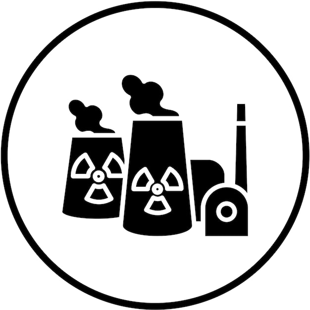 Vetor estilo de ícone de usina nuclear de design vetorial