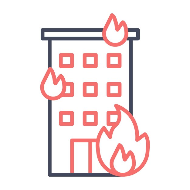 Vetor estilo de ilustração de vector de incêndio do edifício