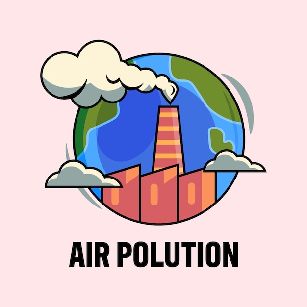 Estilo de ilustração plana de poluição do ar