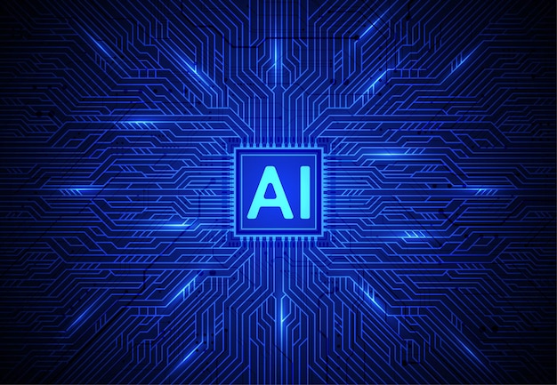 Estilo de linha de circuito de inteligência artificial design de aprendizado de máquina tecnologia digital de rede inteligente ai ilustração em vetor