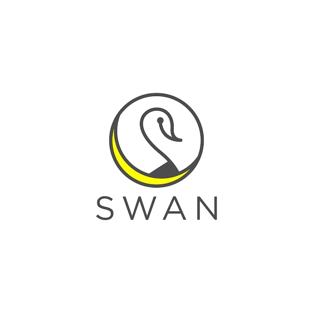 Estilo de linha de cisne modelo de design de ícone de logotipo vetor plano