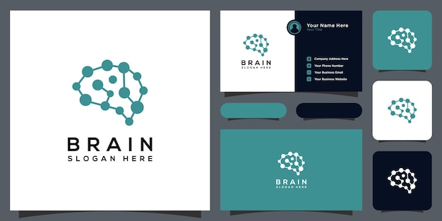 Estilo de linha de design de logotipo de tecnologia brain