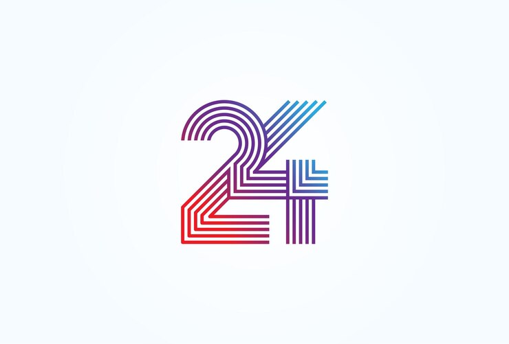 Vetor estilo de linha de monograma número 24 utilizável para logotipos de negócios e tecnologia de aniversário