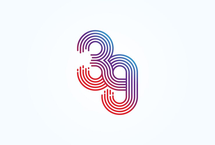 Estilo de linha de monograma número 39 utilizável para logotipos de negócios e tecnologia de aniversário