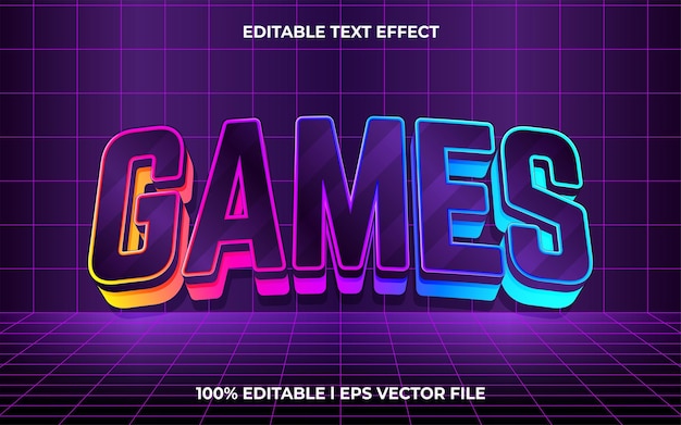 Estilo de logotipo de jogos 3D efeito de texto vetorial editável