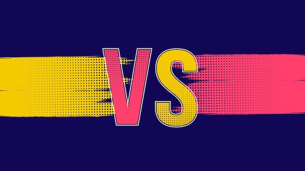 Estilo de meio-tom versus vs banner na cor amarela e azul