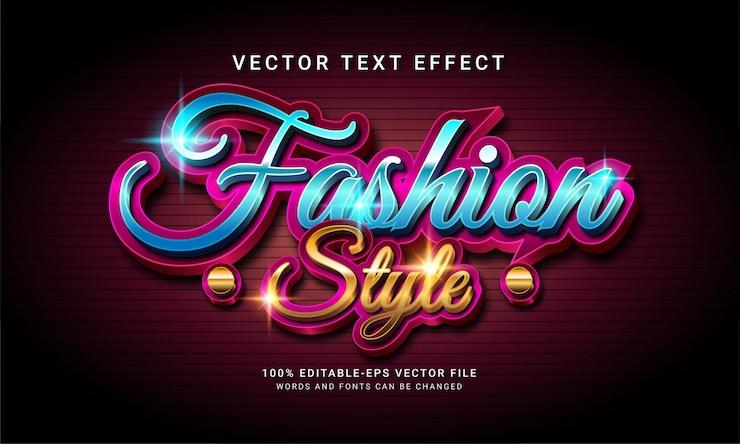 Vetor estilo de moda 3d editável efeito de estilo de texto temático tendência da moda